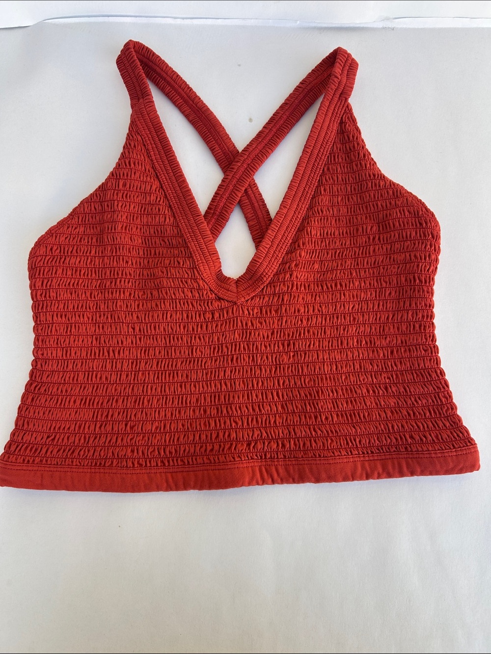 FP Movement by Free People Red Smocked Cropped Sports Bralette